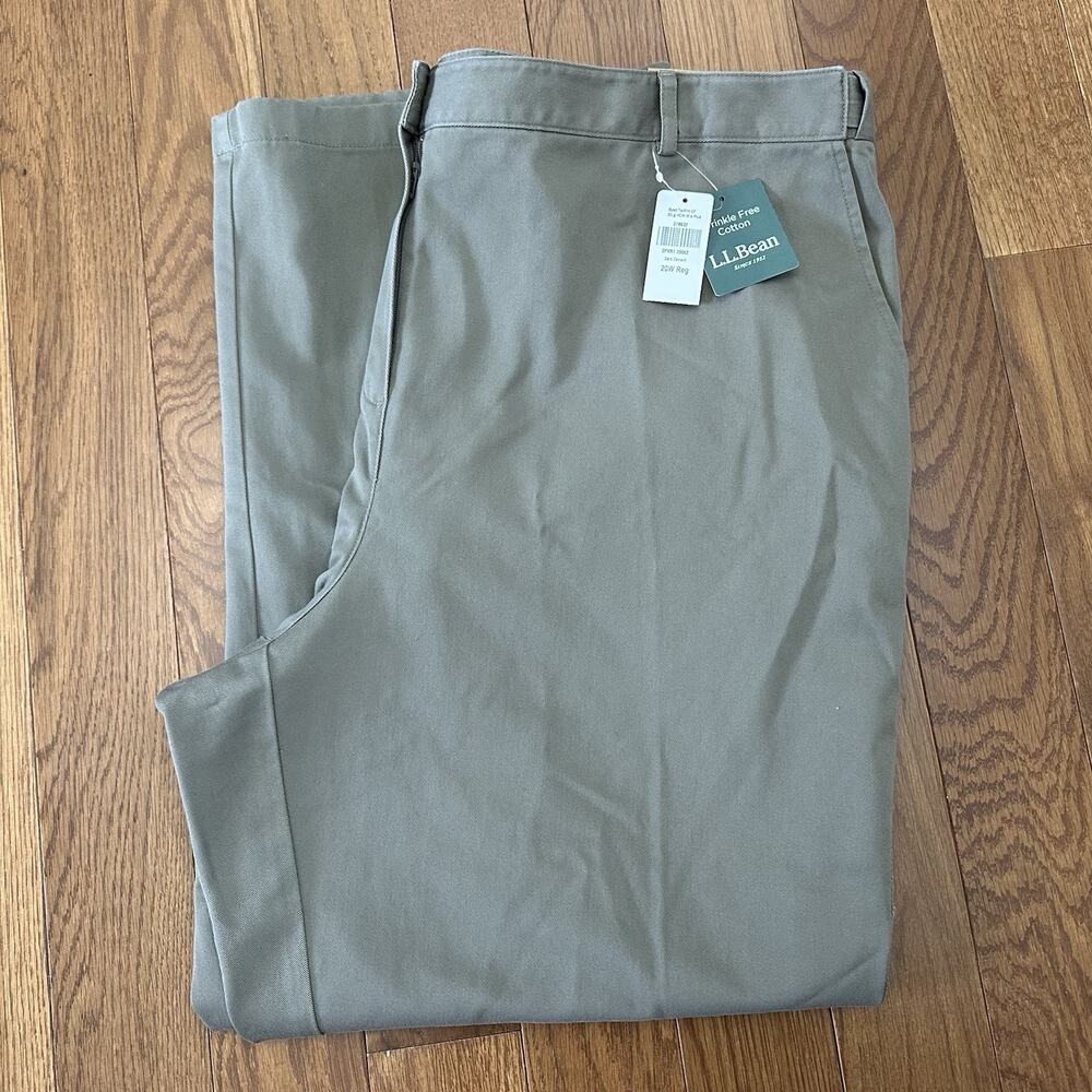 L.L. Bean 20W Dark Beige Pants Classic Fit Wrinkle Free Cotton 277632 NWT